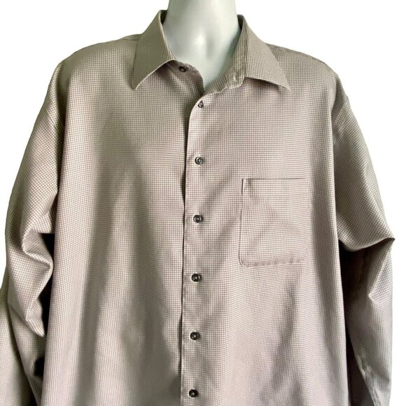 Pronto Uomo Non Iron Button Down Long Sleeve Men's Shirt Grey Cotton Size 2XLT - Picture 5 of 9